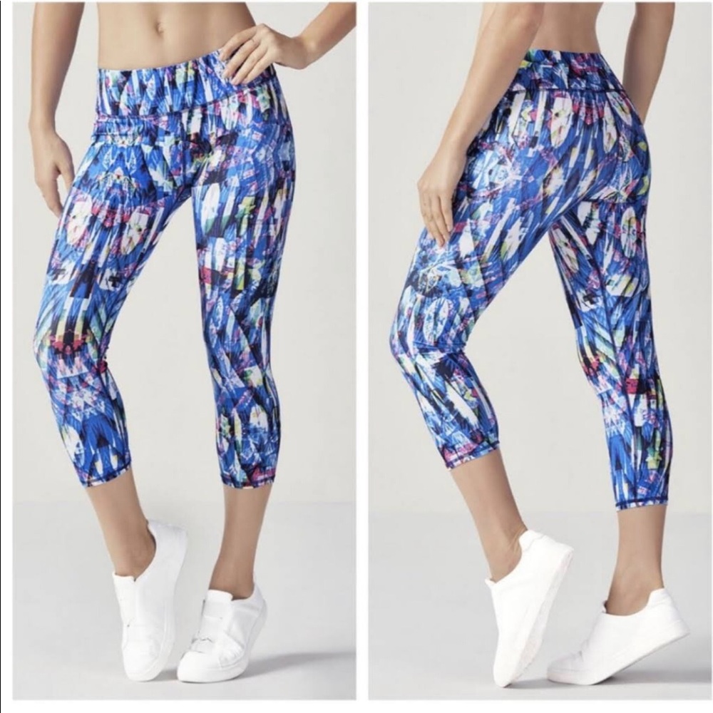 Fabletics Blue Multi-Color Patterned Leggings - image 1